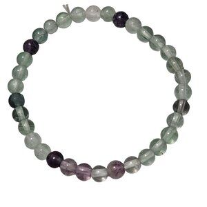 Boho Fluorite Gemstone Beaded Stretch Bracelet Crystal Healing Spiritual Jewelry